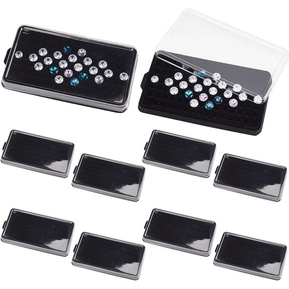 PH 100 Holes Gems Storage Container Diamond Display Boxes Gemstone Jewelry Box Show Case Storage Box Holder with Lids and Velvet for Gems Coins Jewelry Displaying and Gift Packing 3~6mm for DIY