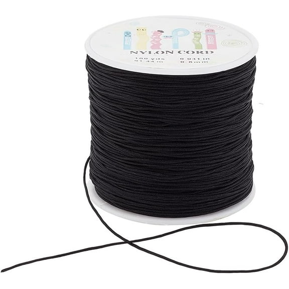 PH 100 Yards 0.8mm Nylon Beading String Wind Chime Cord Replacement Nylon Thread for Bracelet Chinese Knotting Cord Black Kumihimo Macrame Cord Lift Shade Cord for Blind Windows for DIY