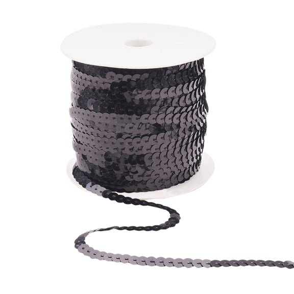 PH 100 Yards Flat Spangle Paillette Sequin Trim 6mm Wide Flat Sequin Strip Spool String Sewing Paillette String for Dress Embellish Headband Costume