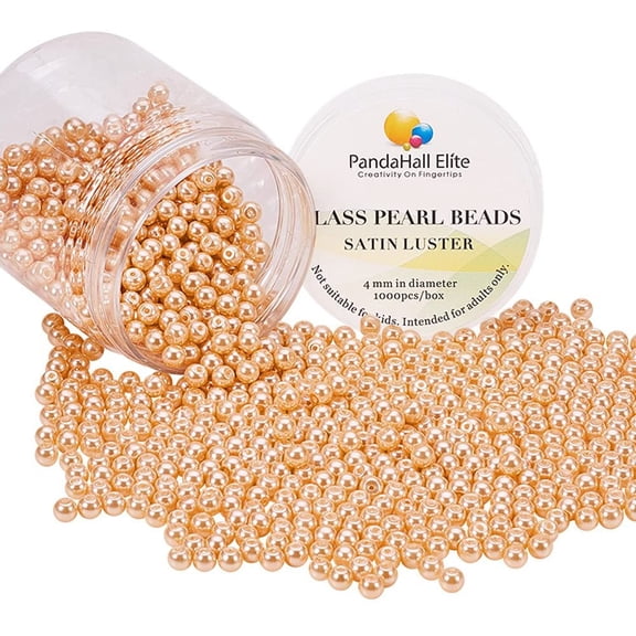 PH 1000 Pcs 4mmTiny Satin Luster Glass Pearl Bead Round Loose Spacer Beads for Jewelry Making Orange Orange