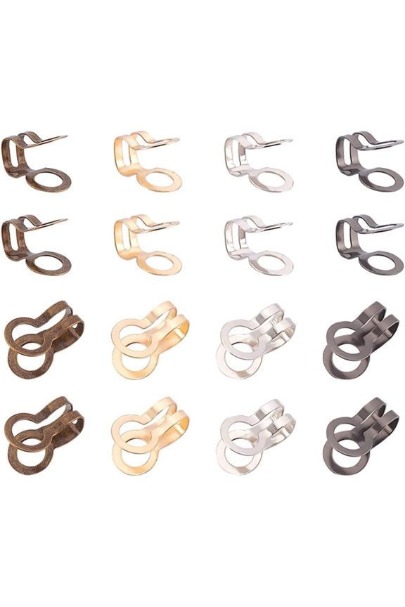 PH 100pcs Clamshell Knot Cover 4 Colors Fold-Over Bead Tips Cable Clips Iron Calotte End Cap for Knots Necklace Bracelet Jewelry Making 17mm for DIY