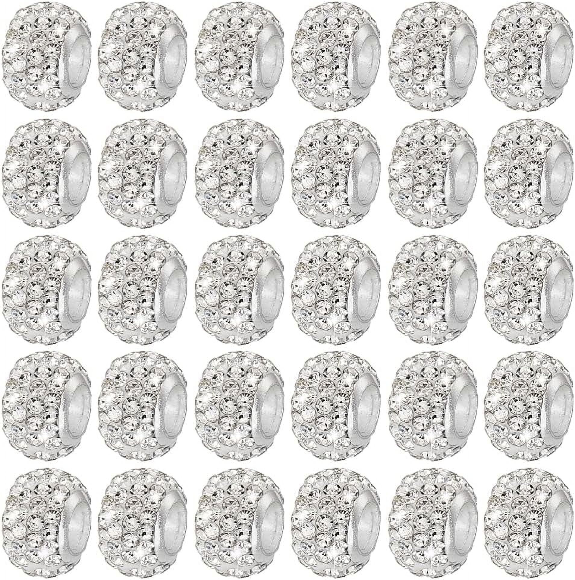 PH 100pcs European Beads Clay Beads with Rhinestones Large Hole Spacer Beads Lucky Beads for Bracelet Jewelry Making Big Hole Polymer Craft Beads for Beaded Pens 11x8mm Hole: 5mm colorful