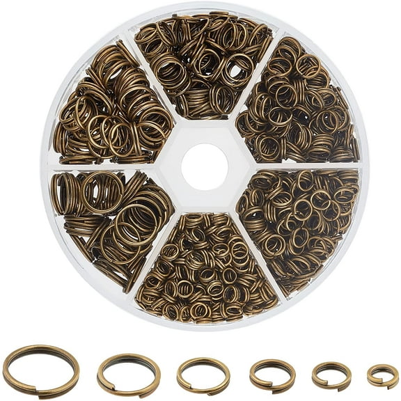 PH 1070pcs 6 Sizes Split Jump Rings Bronze O Rings Small Key Chain Ring Double Loops Open Key Chains for Home Keys Organization and Ornament Crafts (4mm 5mm 6mm 7mm 8mm 10mm) Bronze