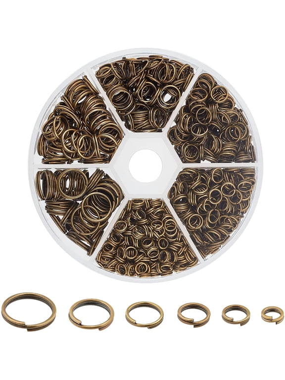 PH 1070pcs 6 Sizes Split Jump Rings Bronze O Rings Small Key Chain Ring Double Loops Open Key Chains for Home Keys Organization and Ornament Crafts (4mm 5mm 6mm 7mm 8mm 10mm) Bronze