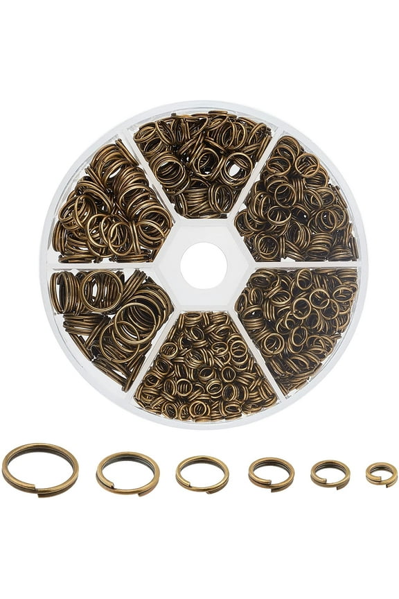 PH 1070pcs 6 Sizes Split Jump Rings Bronze O Rings Small Key Chain Ring Double Loops Open Key Chains for Home Keys Organization and Ornament Crafts (4mm 5mm 6mm 7mm 8mm 10mm) Bronze
