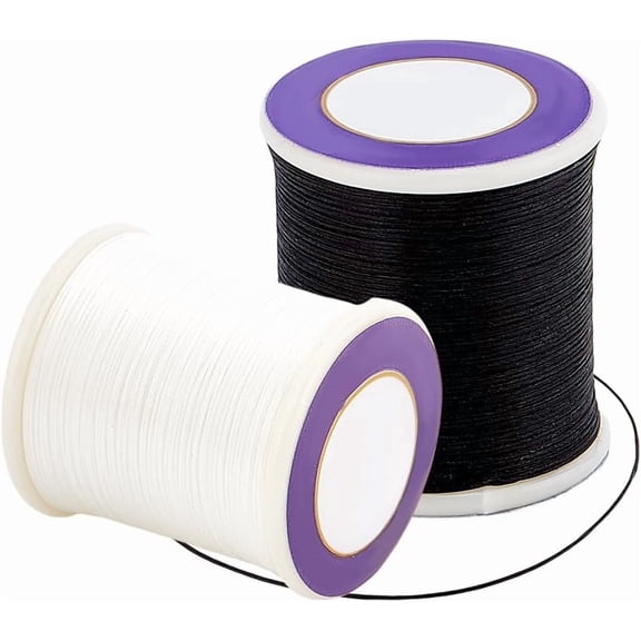 PH 109 Yards 0.1mm Beading Thread Black White Bracelet String 2 Rolls Seed Bead String Coated Beading Cord Nylon Sewing String for Stitching Beading Bracelet Necklace Jewelry Making Multi-color