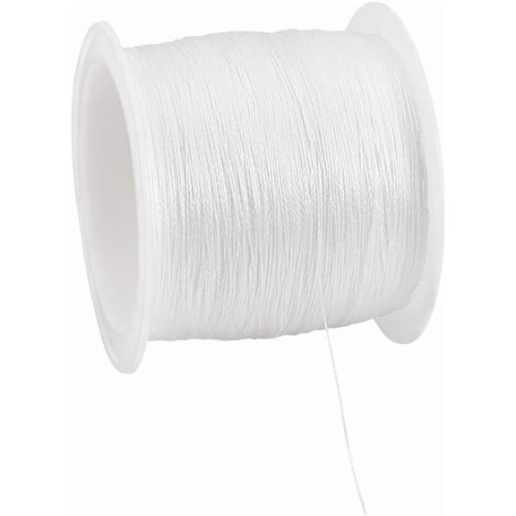 PH 109 Yards Bracelet String 0.13mm Fishing Line for Crafts Thin Cord Strong Craft String Micro Fused Beading Thread for Jewelry Making for Kontting Sewing Macrame Handicrafts White White