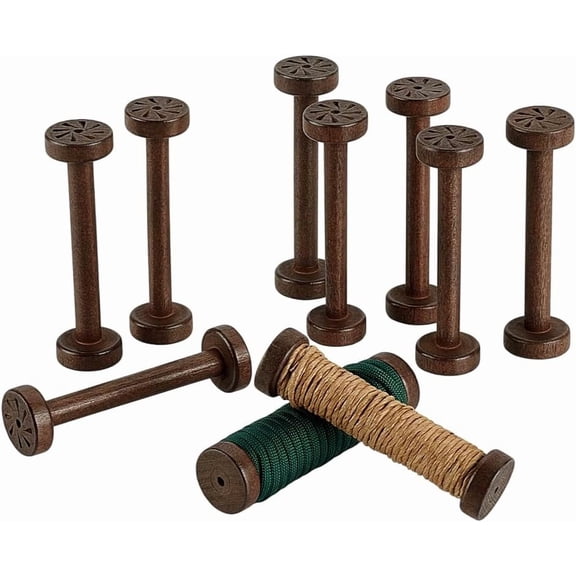 PH 10Pcs Wooden Spools 3.8x1 Inch Empty Wood Thread Spools Sewing Bobbins Spools for Jewelry Chain Wrapping Arts Crafts Thread Wire Weaving Ribbon Embroidery Thread Cord Roll Coffee Color Colorful