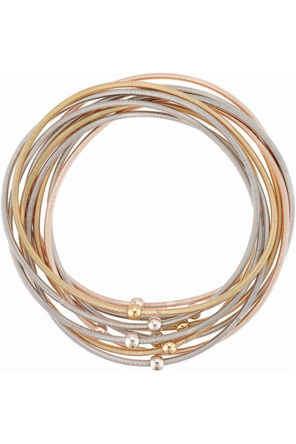 PH 10pcs 3 Colors Guitar String Bracelet Stainless Steel Multi Strand Stackable Stretch Bracelets Adjustable Layered Bangles Boho Bracelets for Music Lovers Jewelry Gifts for DIY