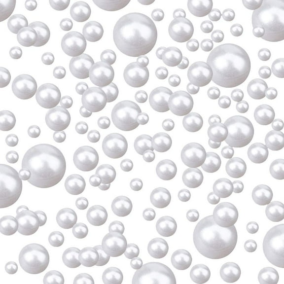 PH 1100pcs Undrilled Pearl Beads No Holes White Pearl Beads 2.5/3/4/5/6/8mm Mini Bead Vase Filler Pearls for Wedding Nail Table Scatter Birthday Party Home Decor Jewelry Making White