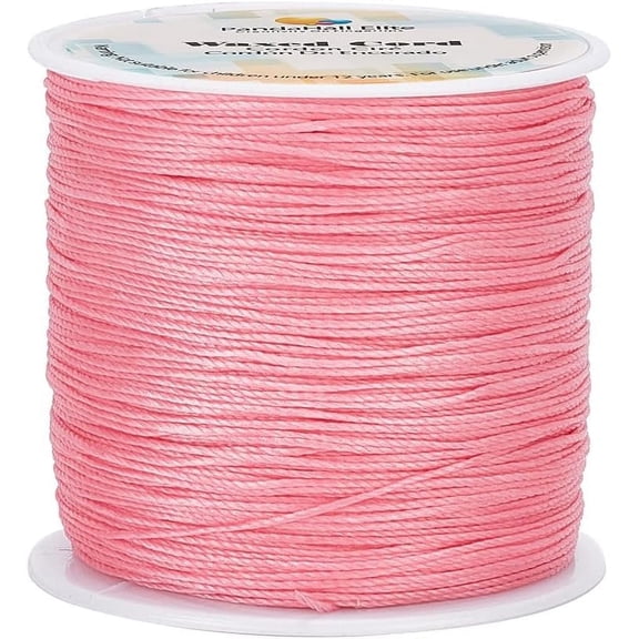 PH 115 Yards 0.5mm Waxed Polyester Cord Pink Wax Cord Waxed Beading String Twine Waxed Threads for DIY Bracelet Necklaces Dreamcatcher Jewelry Making Sewing Macrame Sewing Project Pink