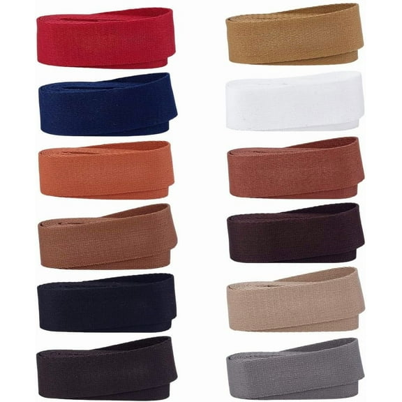 PH 12 Colors Cotton Webbing 1.5 Inch Webbing Straps Cotton Strap Bag Handles Webbing Sewing Twill Ribbon for Crafts Sewing Tote Canvas Bags Belting Outdoor Supplies 26 Yards Multi-color