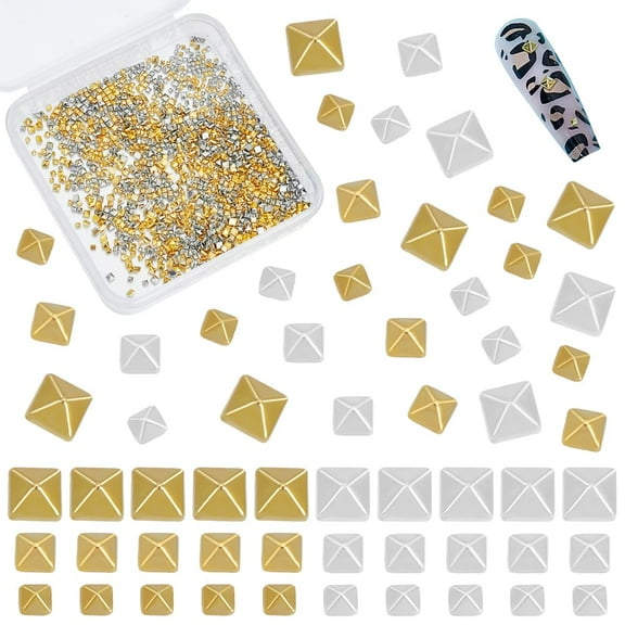 PH 1200pcs Cone Nail Studs 2 Colours 3 Size Alloy Nail Charms Nail Rivets Punk Goth Style Nail Spikes Flatback Nail Cone for Nail Art Face Makeup Body Art Shoe Decorations 0.5~2mm Colorful