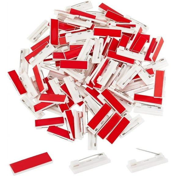 PH 120pcs 1.5 inch Self-Adhesive Safety Pin Bars White Safety Bar Pins Rectangle Adhesive Back Badge Name Tag Pins Badge Pin Backs for Name Tags ID Badges Ribbons Flowers Crafting Parts White