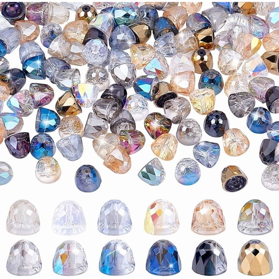 PH 120pcs 12 Colours Faceted Glass Beads 0.4 inch Beads Clear Cut Beads Center Drilled Craft Beads for Jewelry Making Bracelet Necklace Hanging Decorations DIY Crafts Hole: 1.4mm Colorful