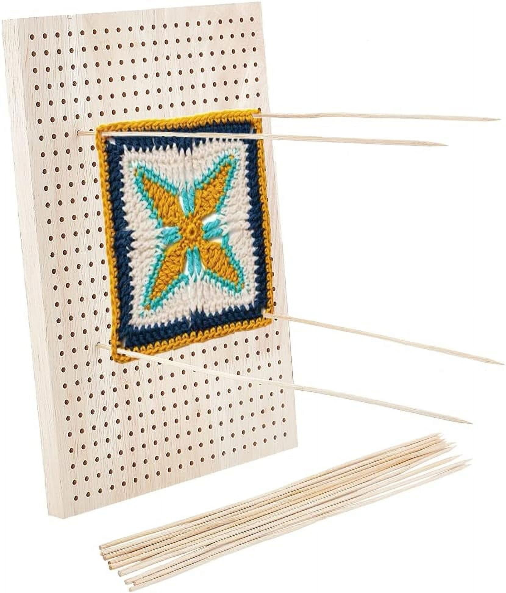 PH 12X8 inches Crochet Blocking Board Wooden Knitting Blocking Mat Granny Squares Blocking Board with 10pcs Wood Pins for Knitting and Crochet Projects Handcrafted Knitting for DIY