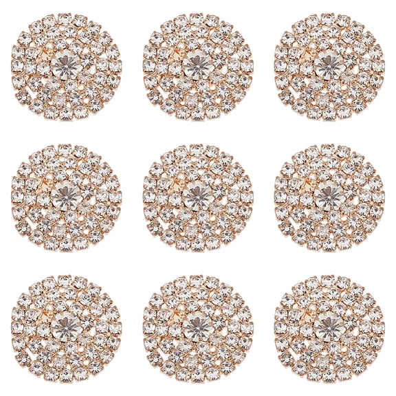 PH 12pcs Rhinestone Buttons Sew on Buttons 26mm Gold Flatback Button Accessory Without Hole Rhinestone Embellishments Decorative Button