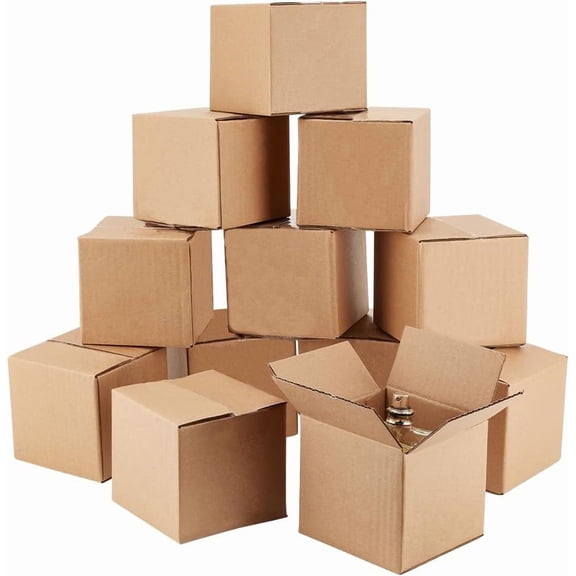 PH 12pcs Shipping Boxes Small Business Packaging Supplies Brown Corrugated Cardboard Boxes Mailing Boxes for Packing and Shipping 4x4x4 Inch for DIY