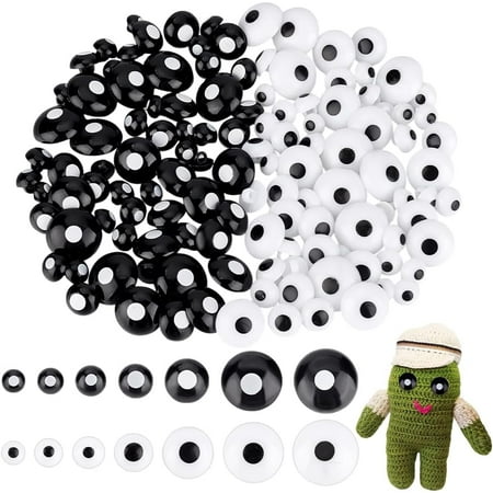 PH 140Pcs Resin Safety Eyes 7 Size Black White Wiggle Eyes Craft Eyes Crochet Eyes Kawaii Eyes Mushroom Shape Sew on Eyes for Crafts Scrapbooking Decoration(9/10/11/12/15/17/20mm) colorful DIY