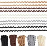 PH 150 Yards Rick Rack Wave Ribbon 7mm Wave Bending Fringe Trim 5 Earth Colors Wide RIC Rac Trim Zig Zag Braid Trim Fabric Webbing for Sewing Clothes Gift Wrapping Home Party Decor Multi-color