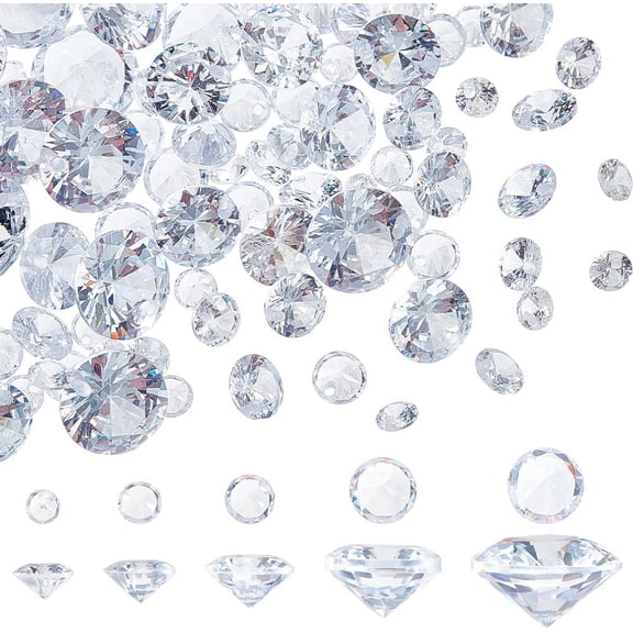 PH 150pcs Cubic Zirconia Stone Beads 5 Sizes Clear Diamond CZ Stone Pendants Small Faceted Rhinestone Stones with 1mm Hole for Necklace Earring Bracelet Jewelry Making 4~10mm/0.16~0.4 Inch for DIY