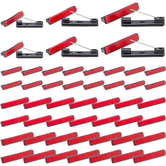 PH 150pcs Self-Adhesive Safety Pin Bars 3 Sizes Badge Pin Backs Black Adhesive Safety Pins Back Brooch Badge Bar Pins Name Tag Pins for Name Tags ID Badges Ribbons Flowers Crafting Parts for DIY