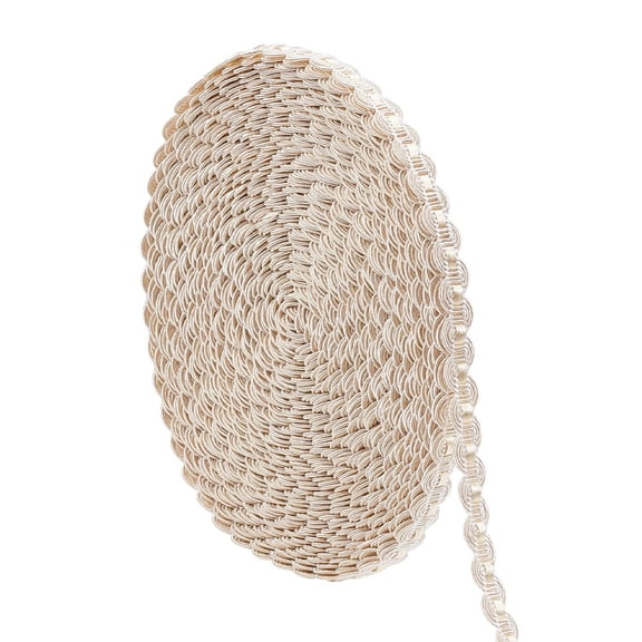 PH 15M(16 Yards) 1/2"(14mm) Nylon Curve Pattern Gimp Braid Trim for Costume DIY Crafts Sewing Jewelry Making Home Decoration Creamy White DIY