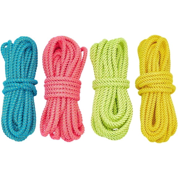 PH 17.5 Yards 3mm Nylon Thread Cord 4 Colors Metallic Cord Decorative Rope Trim Thread Cords for Jewelry Making Home Dcor Curtain Tieback Necklace Macrame Crafts colorful