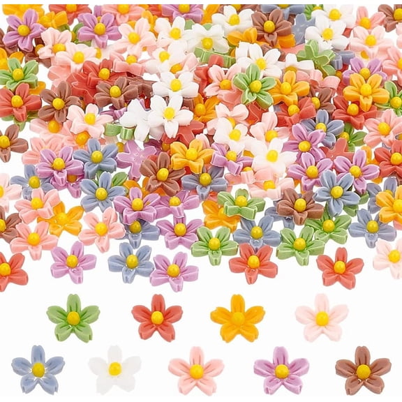 PH 180pcs 9 Color Resin Flower Cabochons 7mm Daisy Flatback Beads for DIY Crafts for DIY