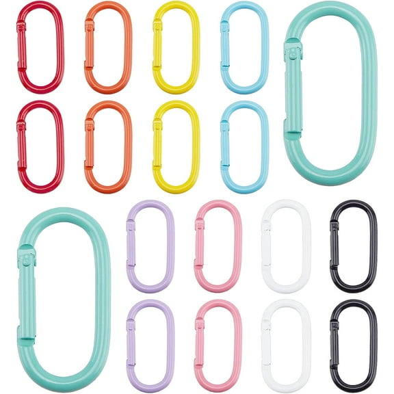 PH 18pcs Keychain Clips 9 Colors Aluminum Snap Hook Keyring Rainbow Color Metal Keychain 1.9” D Shape Buckles Keychain Clip Hook Push Gate Clip for Bags Purses Keychains DIY Craft colorful