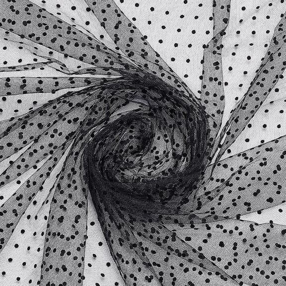 PH 2.5 Yards Polka Dots Tulle Fabric Black Polka Dot Embroidered Mesh Fabric 1.8 Yards Wide Bridal Wedding Lace Fabrics for Clothes Wedding Dress Craft Sewing Home Decoration Black