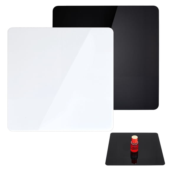PH 2 Colors Photography Background Display Board 11.7 Inches Square Acrylic Reflective Display Black White Table Riser Backdrops