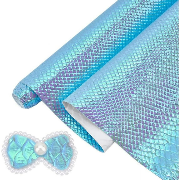 PH 2 Rolls Laser Leather Sheets 11.8x53 Inch PU Fabric Sheet Fish-scale Pattern Leather Roll for DIY Crafts Wedding Sewing Making Earrings Crafts Hair Bows Clips Decoration Brown