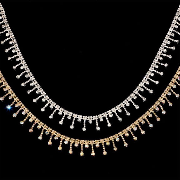 PH 2 Yards Rhinestone Fringe 0.8 Inch Tassel Trim Tassel Chain Diamond Beaded Fringe Belt Rhinestone Cup Chains for DIY Clothing Sewing Jean Jacket Wedding Decoration Golden/Silver for DIY
