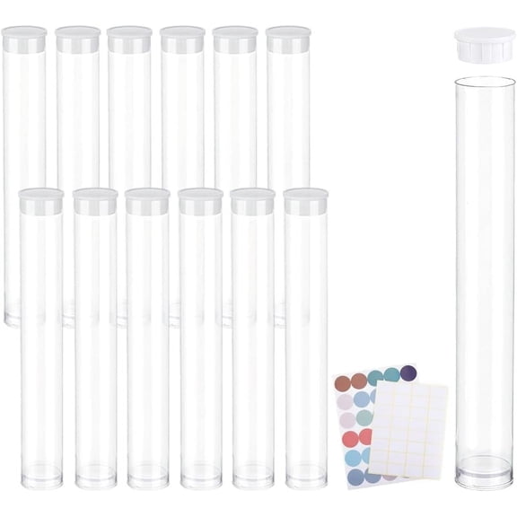 PH 20 Pack Clear Plastic Tube Empty Storage Tubes with Lid 5 Inch Long Round Tubes Transparent Tube Container Test Tube for Seed Beads Bath Salt Candy Party Favors Craft Storage