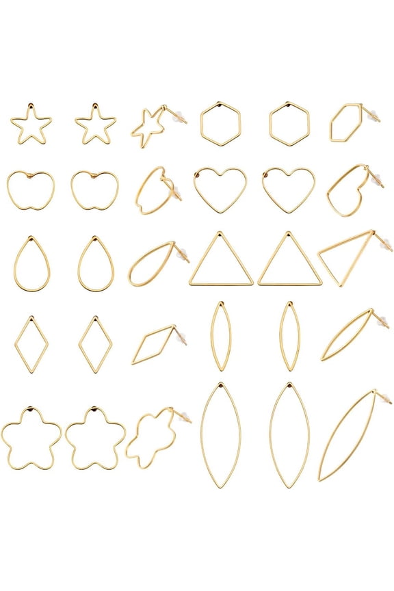 PH 20 Pairs Gold Stud Earrings Circle Earrings 10 Styles Geometric Stud Earrings Heart Star Teardrop Simple Triangle Earrings Tiny Triangle Stud Earrings for Women Jewelry Gold