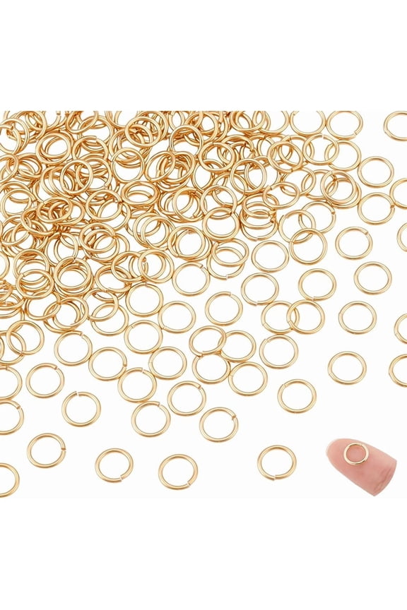 PH 200pcs 24K Gold Plated Jump Rings 8mm Open Jump Rings Brass O Ring Golden Linking Ring 18 Guage Jewelry Connectors for Necklace Bracelet Making DIY Handicrafts Gold