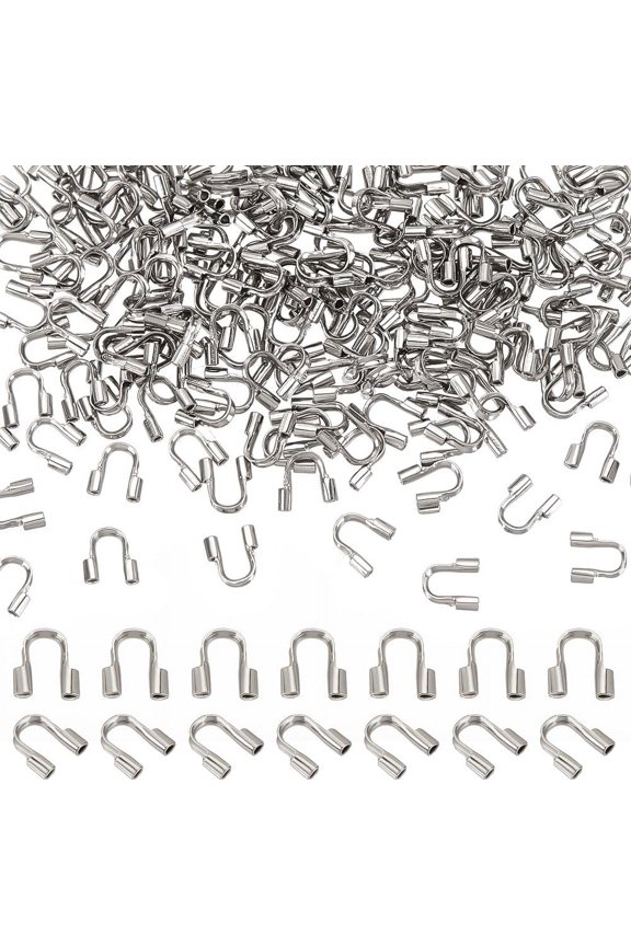 PH 200pcs 304 Stainless Steel Wire Guardian Protectors U Shape Wire Guard Loops Thread Protector 0.7mm Hole Wire Protector for Necklaces Bracelets Beading Jewelry Making Craft for DIY