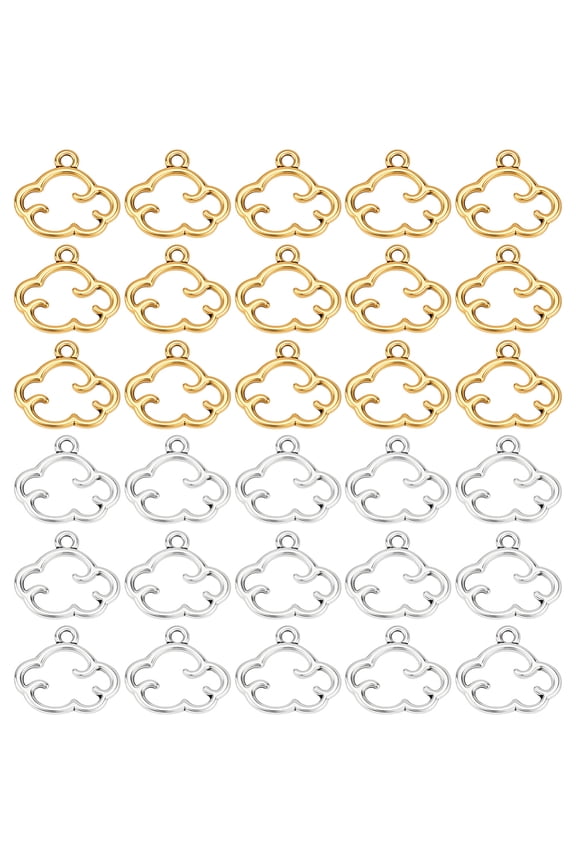 PH 200pcs Cloud Shape Charms Tibetan Style Alloy Charm Weather Cloud Pendants Hollow Clouds Frame