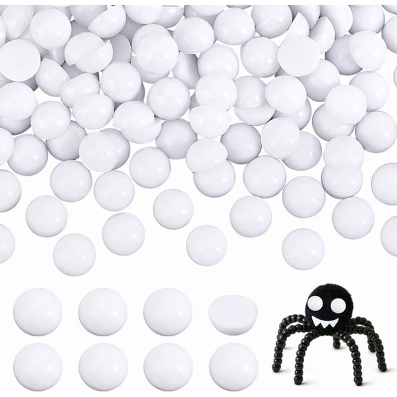 PH 200pcs White Eyes Cabochons 10mm Flatback Animal Eyes Flat Back Cabochon Craft Resin Dome Button for Stuffed Animal Amigurumi Bear Teddy Puppet Cat Making Scrapbooking Projects