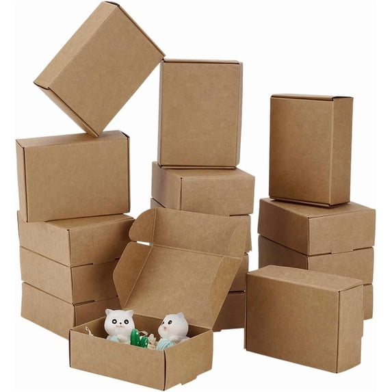 PH 20pcs Brown Gift Box Small Cardboard Box Mini Paper Boxes Candy Box ...