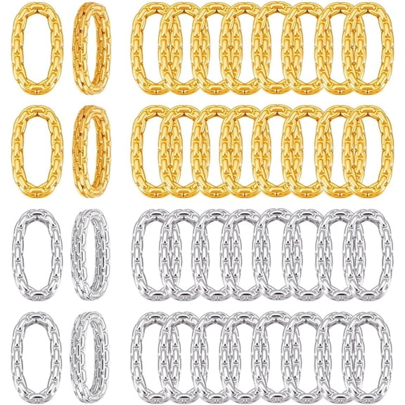 PH 20pcs Oval Linking Rings 10x5mm Textured Jewelry Connector Rings Brass Necklace Links Closed Oval Rings for Necklaces Bracelets Jewelry Making Platinum/Golden colorful