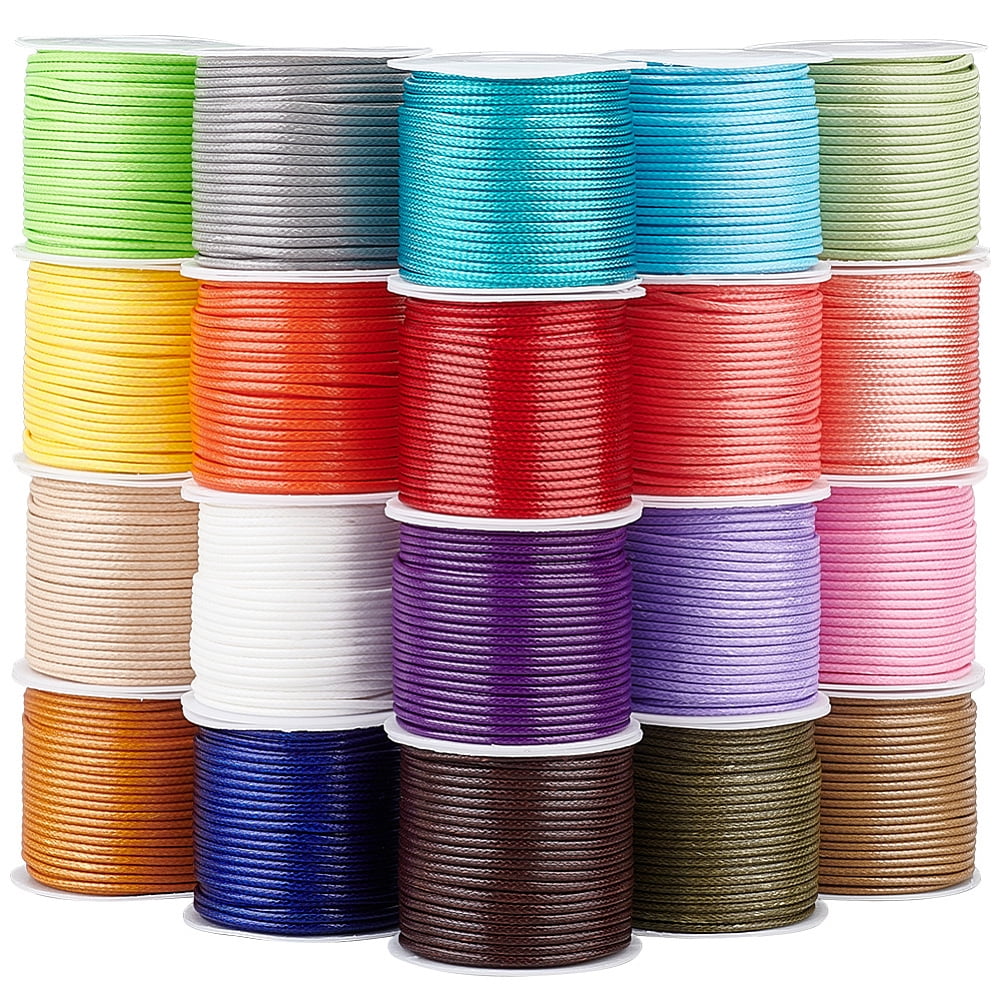 PH 218.7 Yards 1.5mm Waxed Polyester Cord Thread 20 Rolls 20 Colors Beading Thread Cord String for Bracelet Necklace Jewelry DIY