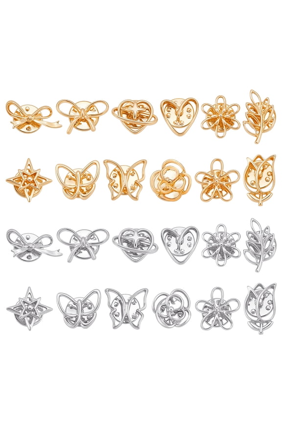 PH 24 Styles Daisy Flower Modesty Pins Gold Silver Flower Brooch Dainty Brooch Pin Lapel Pins Charms Kit