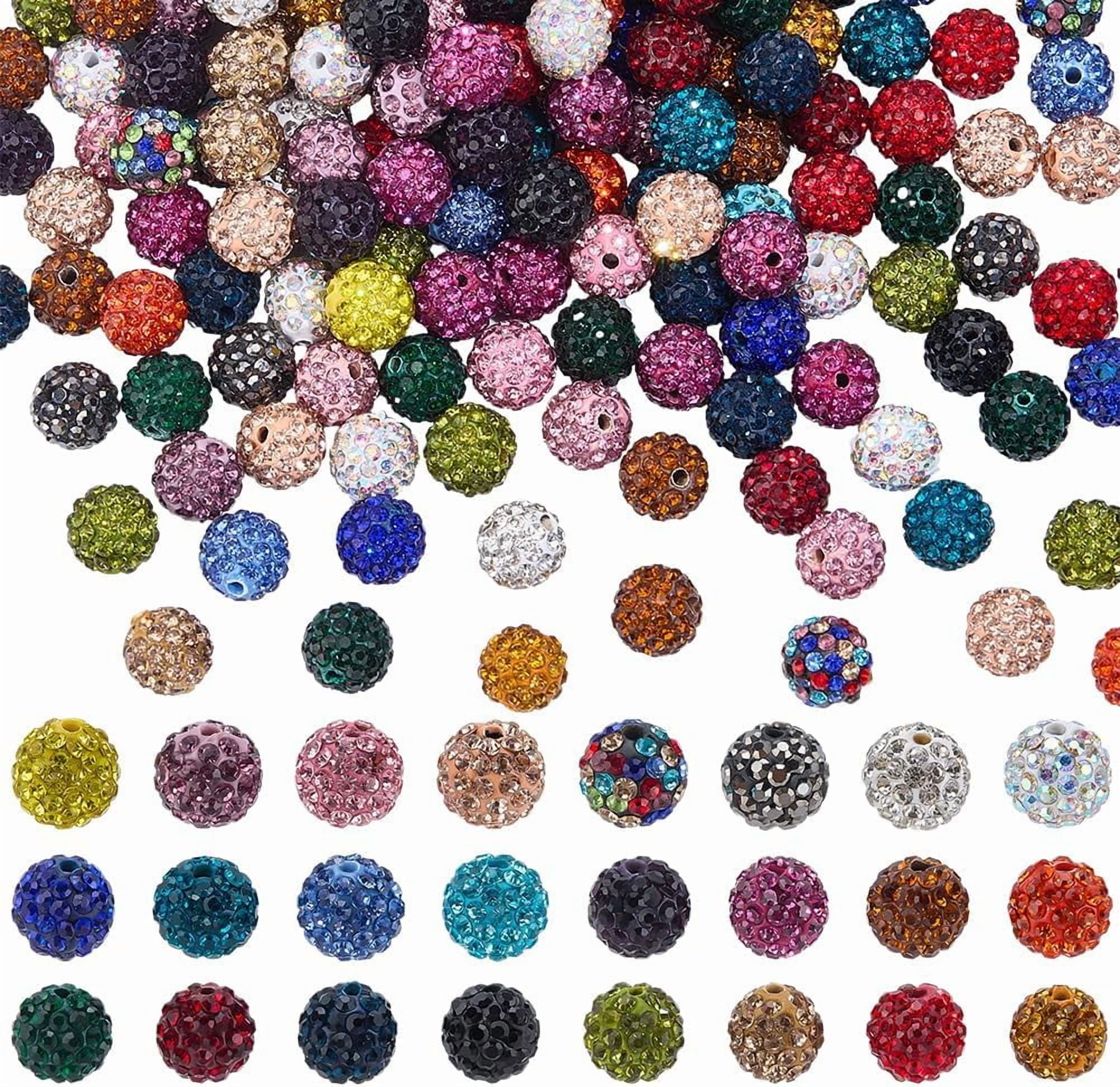 PH 240pcs 24 Colors Rhinestone Beads 10mm Pave Disco Ball Clay Beads Polymer Clay Rhinestone Bead Diamond Bead for Bracelet Baseball Necklace Earring Jewelry Making Beadable Pen Colorful