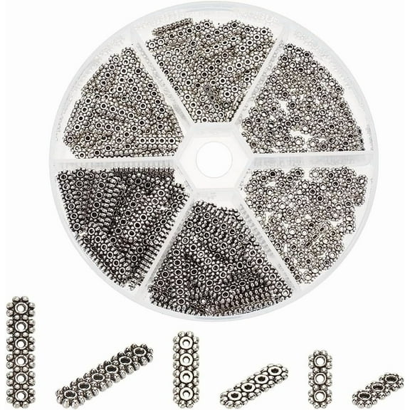 PH 240pcs Spacer Bars Tibetan Style Strand Separator 3/4/6 Hole Spacer Multi Strand Link End Bar Finding Necklace Connector for Layered Bracelet Jewelry Crafts Hole 1-1.5mm for DIY