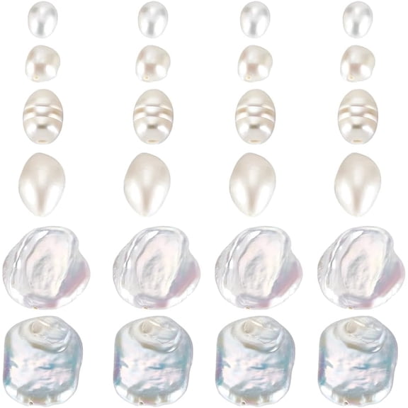 PH 24pcs Natural Pearl Beads Irregular Baroque Bead 6 Styles 8~22mm Freshwater Pearl Loose Spacer Bead for Necklace Bracelet Earrings Jewelry Making DIY Crafts colorful