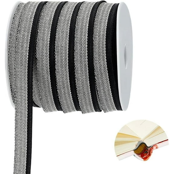 PH 25 Yards Book Binding Headbands Bookbinding Endbands Bookbinding Tape Cloth Black Book Headband Book Repair Tape for Book Decor Repair Bookbinding Supplies 1/2 Inch Wide Gray