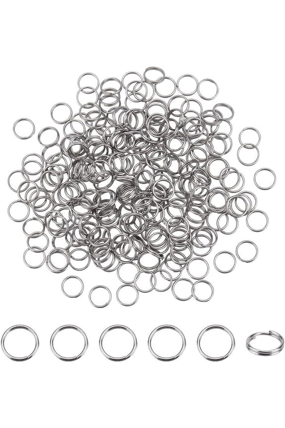 PH 270 Pcs 304 Stainless Steel Split Rings 7mm Double Loop Jump Ring 23-Gauge Close but Unsoldered Jewelry Connector Ring for Bracelet Necklaces Jewelry DIY Crafts Making