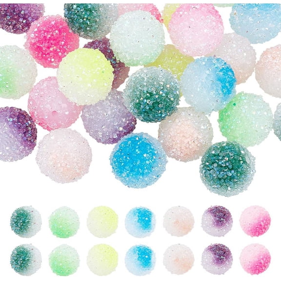 PH 28pcs 20mm Rhinestone Beads 7 Colors Bubblegum Beads Large Round Beads Beads Acrylic Loose Beads for Christmas Garland Jewelry Bracelet Pen Bag Chain Making Home Decoration Colorful